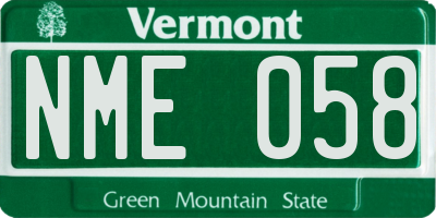 VT license plate NME058