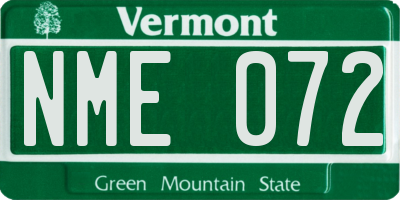 VT license plate NME072