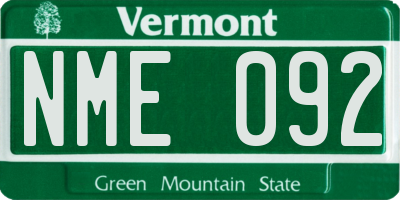 VT license plate NME092