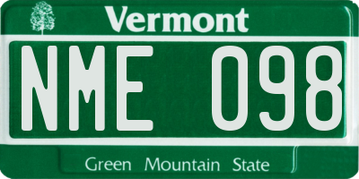 VT license plate NME098