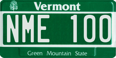 VT license plate NME100