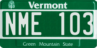 VT license plate NME103