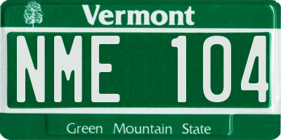 VT license plate NME104