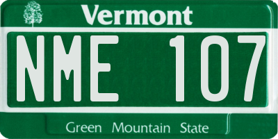 VT license plate NME107