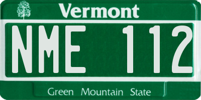 VT license plate NME112