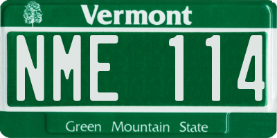 VT license plate NME114