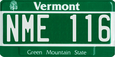 VT license plate NME116