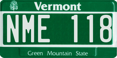 VT license plate NME118