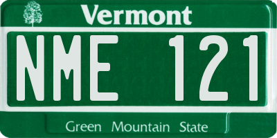 VT license plate NME121