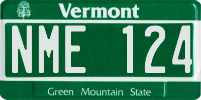 VT license plate NME124