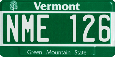 VT license plate NME126
