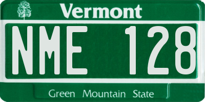 VT license plate NME128