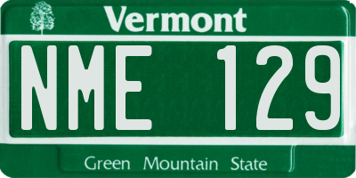 VT license plate NME129