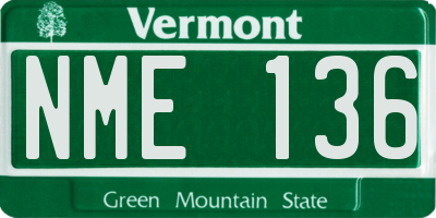 VT license plate NME136
