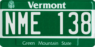 VT license plate NME138