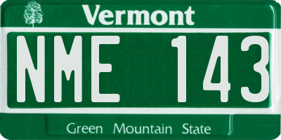 VT license plate NME143