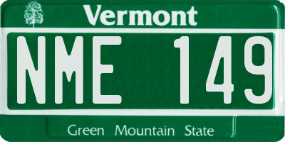 VT license plate NME149