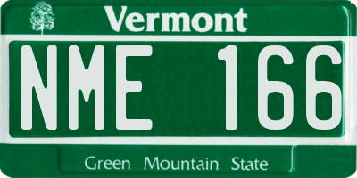 VT license plate NME166