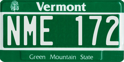 VT license plate NME172