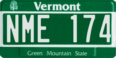 VT license plate NME174