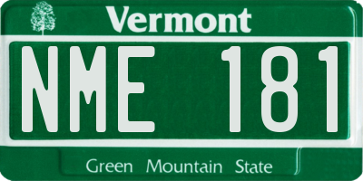 VT license plate NME181