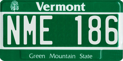 VT license plate NME186
