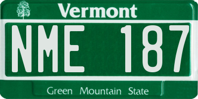 VT license plate NME187