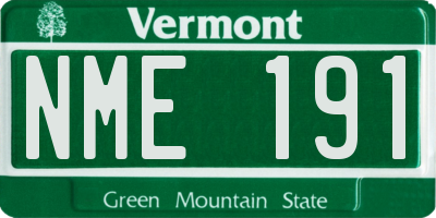 VT license plate NME191