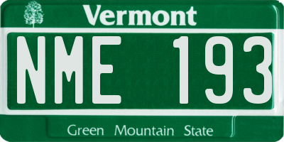 VT license plate NME193