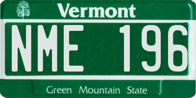 VT license plate NME196