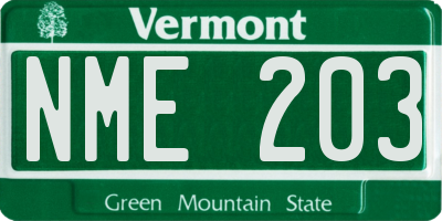 VT license plate NME203