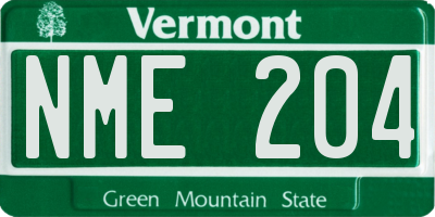 VT license plate NME204