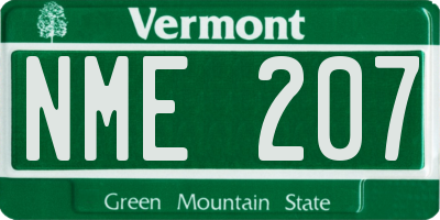VT license plate NME207