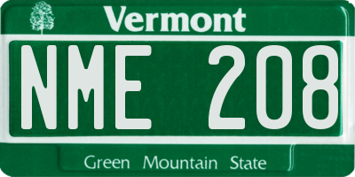 VT license plate NME208