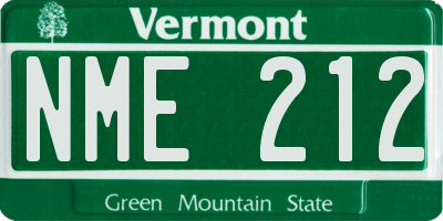 VT license plate NME212
