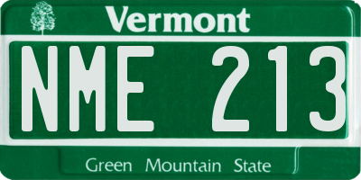VT license plate NME213