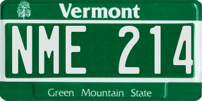 VT license plate NME214