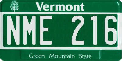 VT license plate NME216