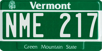 VT license plate NME217