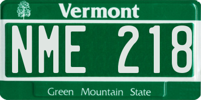 VT license plate NME218