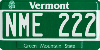 VT license plate NME222