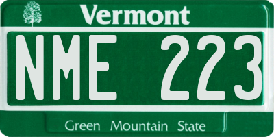 VT license plate NME223