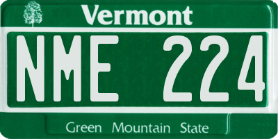 VT license plate NME224
