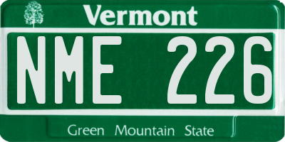 VT license plate NME226