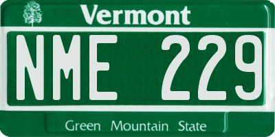 VT license plate NME229