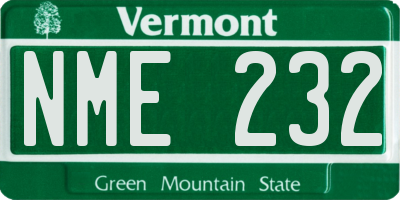 VT license plate NME232