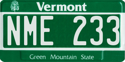 VT license plate NME233