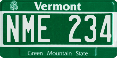 VT license plate NME234