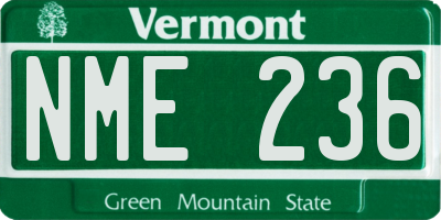 VT license plate NME236
