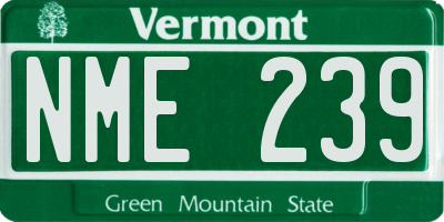 VT license plate NME239